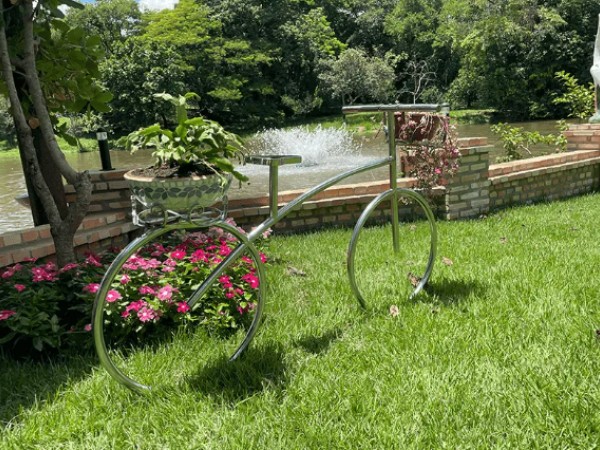 Bicicleta Decorativa em Aço Inox - Tamanho Grande